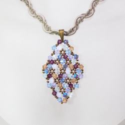 Pendant 45cm - Shea Rhombus M-Khaki Braid - Pendant 45cm - Laiton bronze